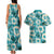 Aloha Hawaii Paniolo Teal Palaka Couples Matching Tank Maxi Dress and Hawaiian Shirt Coastal Rodeo - Polynesian Pride