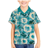 Aloha Hawaii Paniolo Teal Palaka Family Matching Mermaid Dress and Hawaiian Shirt Coastal Rodeo LT7 Son's Shirt Teal - Polynesian Pride