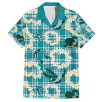 Aloha Hawaii Paniolo Teal Palaka Family Matching Off The Shoulder Long Sleeve Dress and Hawaiian Shirt Coastal Rodeo LT7 Dad's Shirt - Short Sleeve Teal - Polynesian Pride