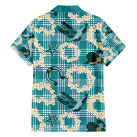 Aloha Hawaii Paniolo Teal Palaka Family Matching Short Sleeve Bodycon Dress and Hawaiian Shirt Coastal Rodeo LT7 - Polynesian Pride