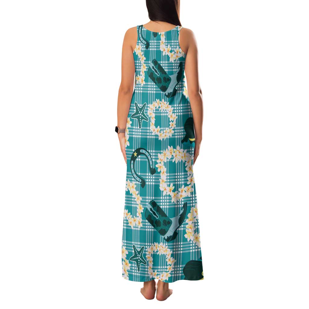 Aloha Hawaii Paniolo Teal Palaka Family Matching Tank Maxi Dress and Hawaiian Shirt Coastal Rodeo LT7 - Polynesian Pride