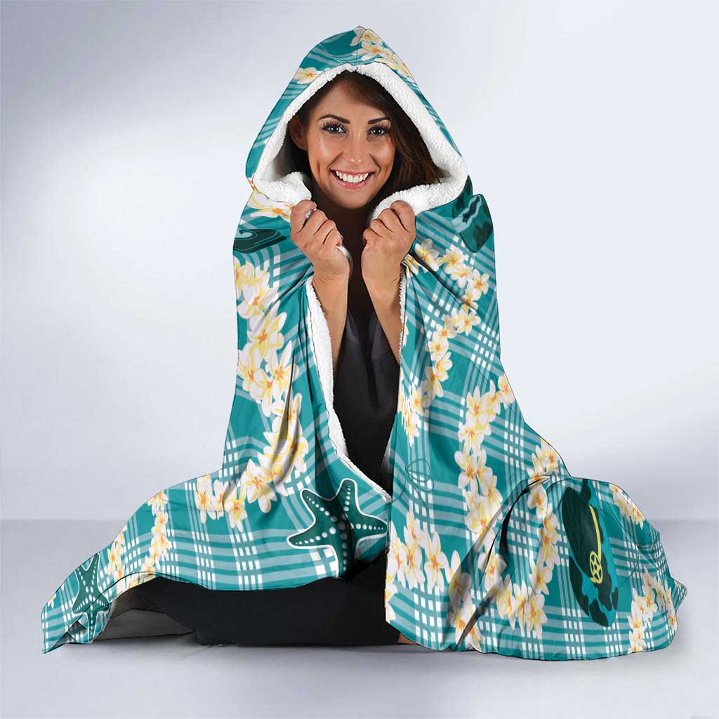 Aloha Hawaii Paniolo Teal Palaka Hooded Blanket Coastal Rodeo LT7 - Polynesian Pride