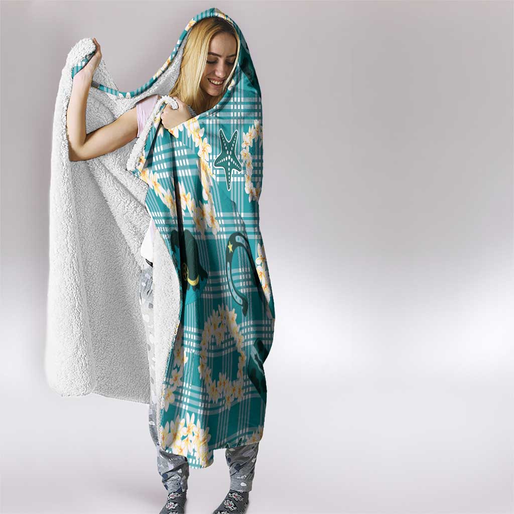Aloha Hawaii Paniolo Teal Palaka Hooded Blanket Coastal Rodeo LT7 - Polynesian Pride