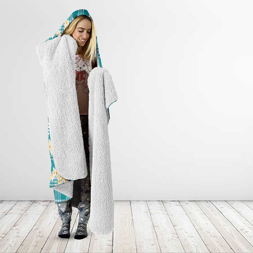 Aloha Hawaii Paniolo Teal Palaka Hooded Blanket Coastal Rodeo LT7 - Polynesian Pride