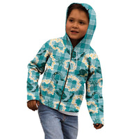 Aloha Hawaii Paniolo Teal Palaka Kid Hoodie Coastal Rodeo - Polynesian Pride