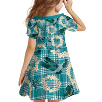 Aloha Hawaii Paniolo Teal Palaka Kid Short Sleeve Dress Coastal Rodeo - Polynesian Pride