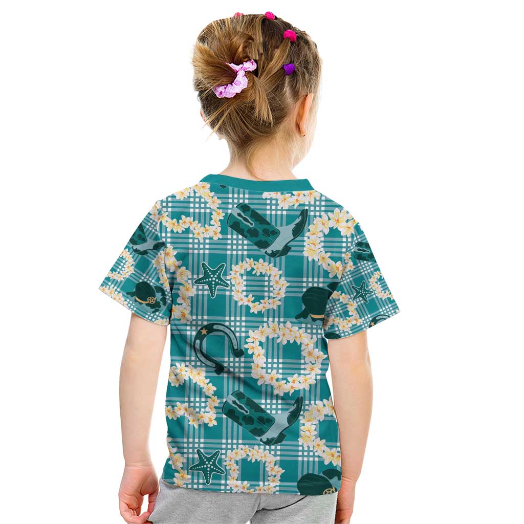 Aloha Hawaii Paniolo Teal Palaka Kid T Shirt Coastal Rodeo LT7 - Polynesian Pride