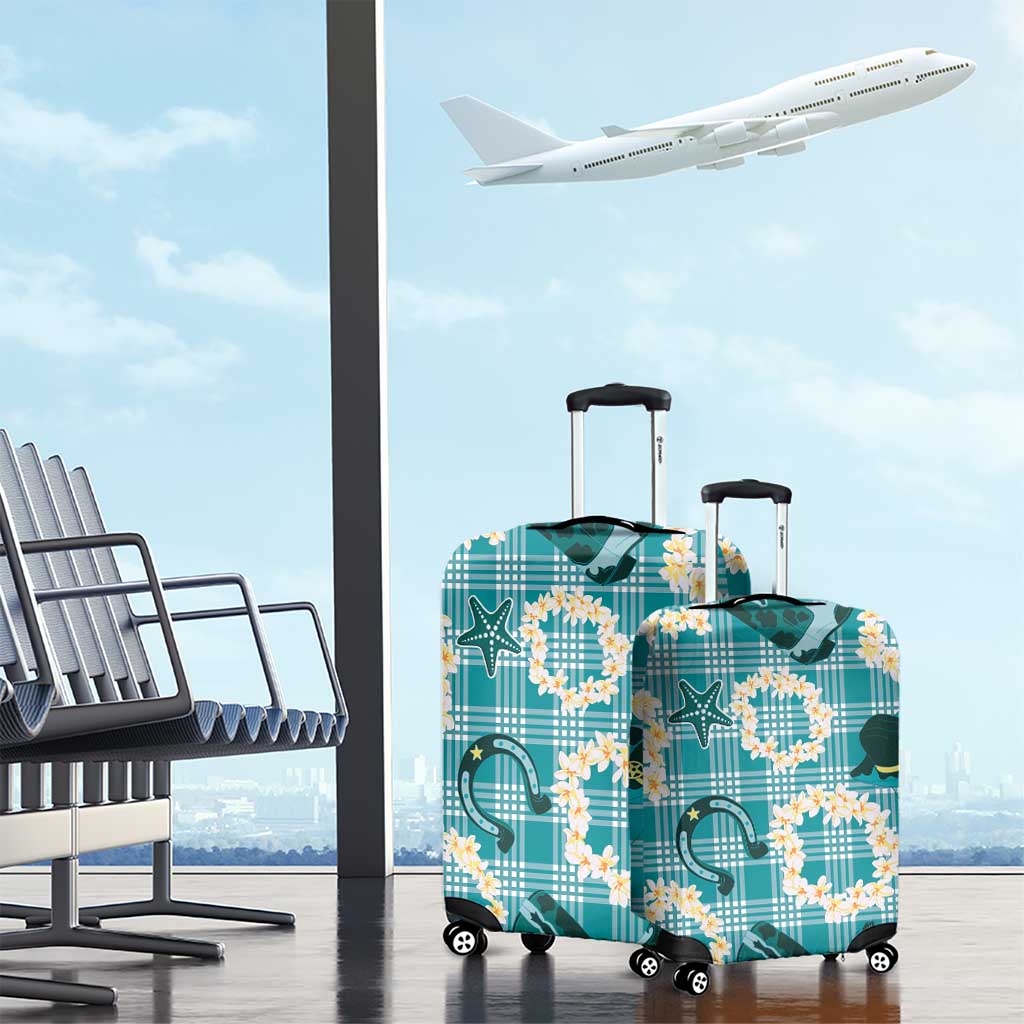 Aloha Hawaii Paniolo Teal Palaka Luggage Cover Coastal Rodeo - Polynesian Pride