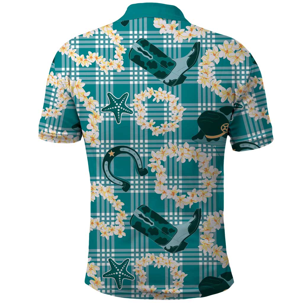 Aloha Hawaii Paniolo Teal Palaka Polo Shirt Coastal Rodeo LT7 - Polynesian Pride