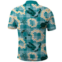 Aloha Hawaii Paniolo Teal Palaka Polo Shirt Coastal Rodeo LT7 - Polynesian Pride