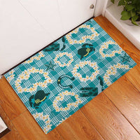 Aloha Hawaii Paniolo Teal Palaka Rubber Doormat Coastal Rodeo LT7 - Polynesian Pride
