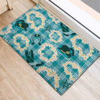 Aloha Hawaii Paniolo Teal Palaka Rubber Doormat Coastal Rodeo LT7 - Polynesian Pride