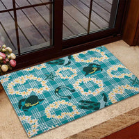Aloha Hawaii Paniolo Teal Palaka Rubber Doormat Coastal Rodeo LT7 - Polynesian Pride