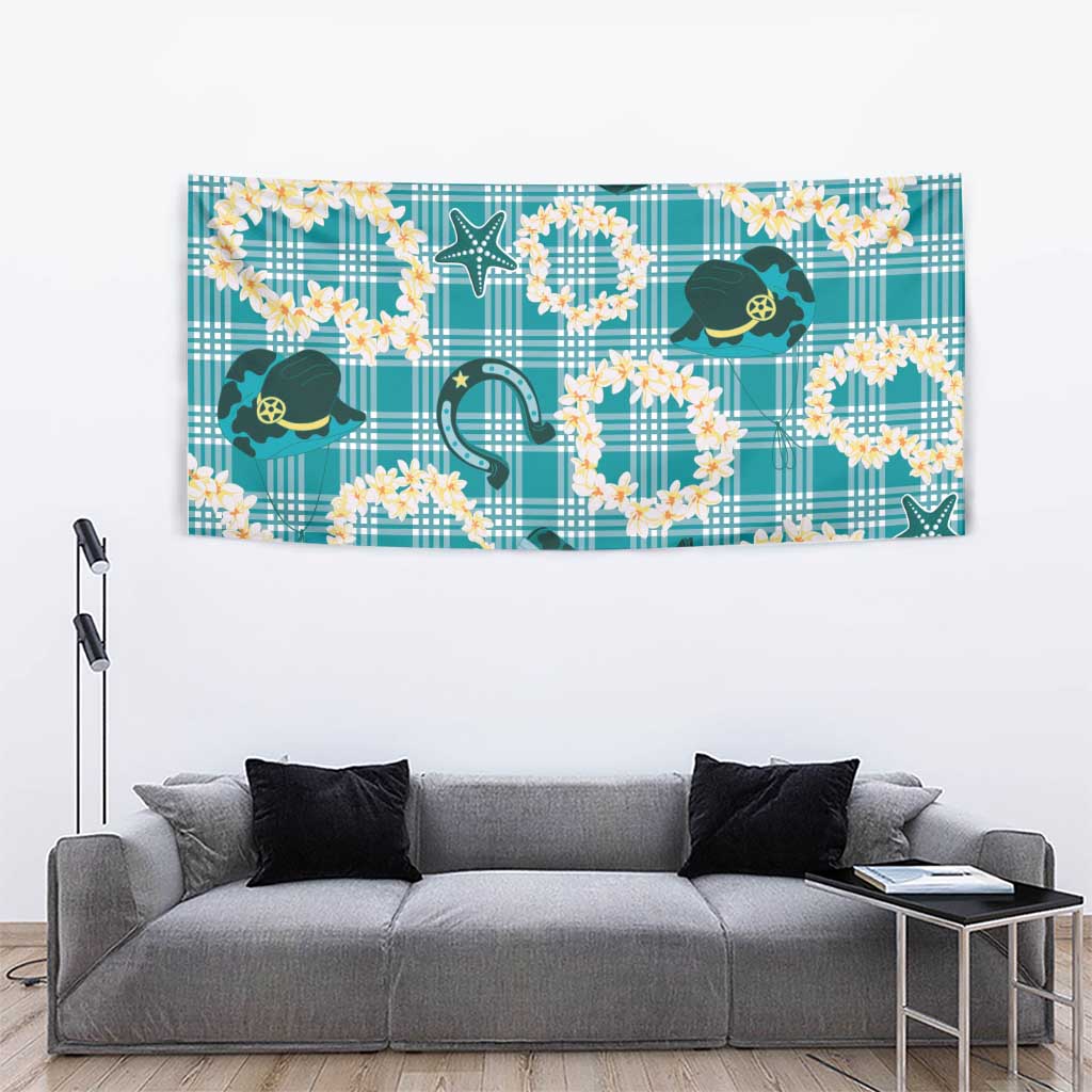 Aloha Hawaii Paniolo Teal Palaka Tapestry Coastal Rodeo LT7 - Polynesian Pride
