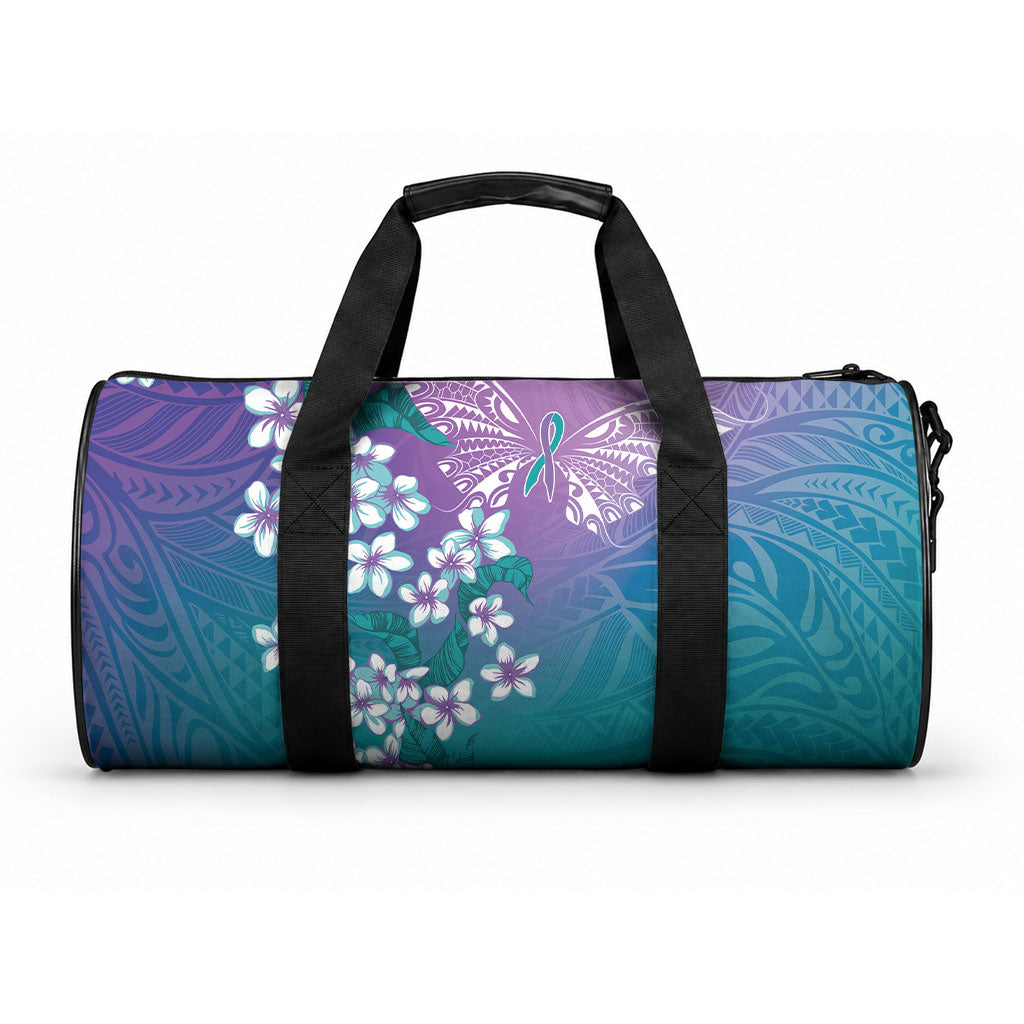 Dreamy Butterfly Polynesian Purple Teal Tribal Art Duffle Bag Floral Vibes LT7 One size Purple Teal - Polynesian Pride