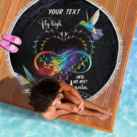 Polynesian Cancers Awareness Beach Blanket Hummingbird - Fly High Until We Meet Again LT7 - Polynesian Pride