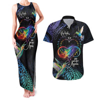 Polynesian Cancers Awareness Couples Matching Tank Maxi Dress and Hawaiian Shirt Hummingbird - Fly High Until We Meet Again LT7 Colorful - Polynesian Pride
