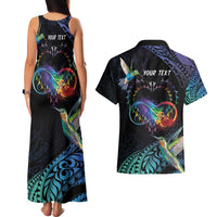 Polynesian Cancers Awareness Couples Matching Tank Maxi Dress and Hawaiian Shirt Hummingbird - Fly High Until We Meet Again LT7 - Polynesian Pride