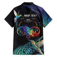 Polynesian Cancers Awareness Family Matching Off Shoulder Maxi Dress and Hawaiian Shirt Hummingbird - Fly High Until We Meet Again LT7 - Polynesian Pride