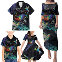 Polynesian Cancers Awareness Family Matching Puletasi and Hawaiian Shirt Hummingbird - Fly High Until We Meet Again LT7 - Polynesian Pride