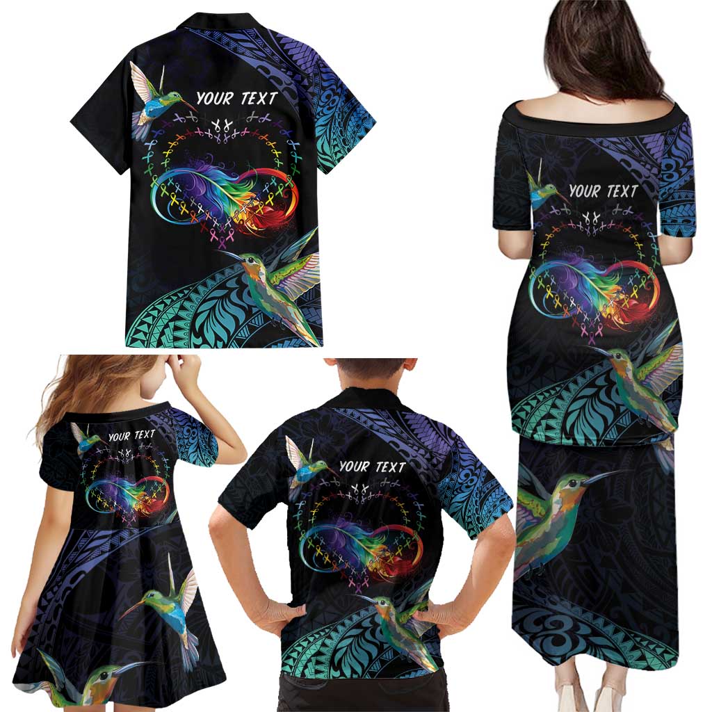 Polynesian Cancers Awareness Family Matching Puletasi and Hawaiian Shirt Hummingbird - Fly High Until We Meet Again LT7 - Polynesian Pride