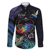 Polynesian Cancers Awareness Family Matching Short Sleeve Bodycon Dress and Hawaiian Shirt Hummingbird - Fly High Until We Meet Again LT7 Dad's Shirt - Long Sleeve Colorful - Polynesian Pride