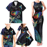 Polynesian Cancers Awareness Family Matching Tank Maxi Dress and Hawaiian Shirt Hummingbird - Fly High Until We Meet Again LT7 - Polynesian Pride