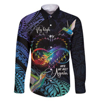 Polynesian Cancers Awareness Family Matching Tank Maxi Dress and Hawaiian Shirt Hummingbird - Fly High Until We Meet Again LT7 Dad's Shirt - Long Sleeve Colorful - Polynesian Pride
