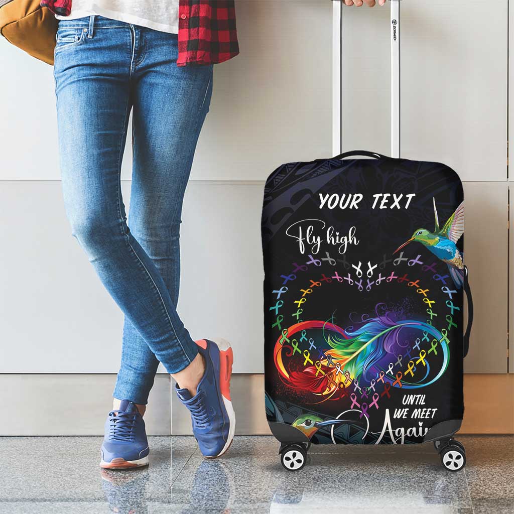 Polynesian Cancers Awareness Luggage Cover Hummingbird - Fly High Until We Meet Again