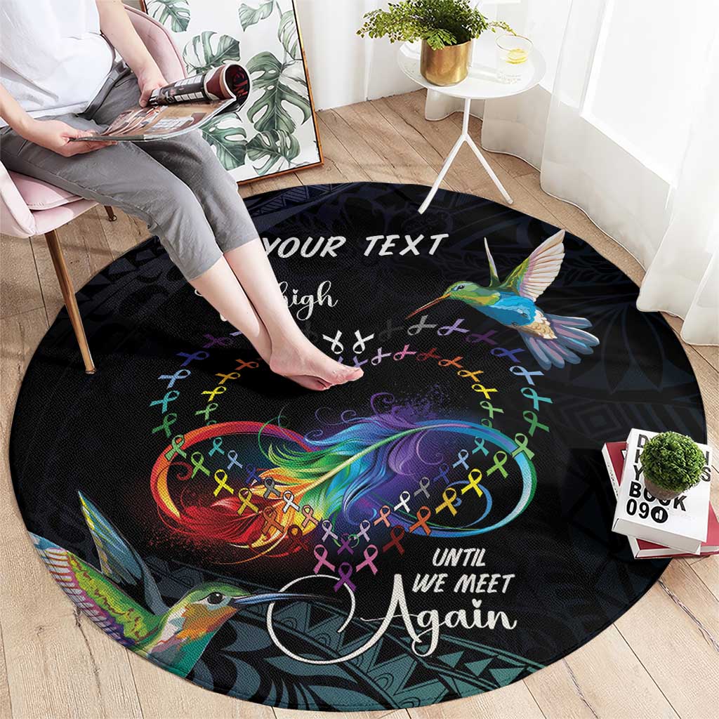 Polynesian Cancers Awareness Round Carpet Hummingbird - Fly High Until We Meet Again LT7 - Polynesian Pride