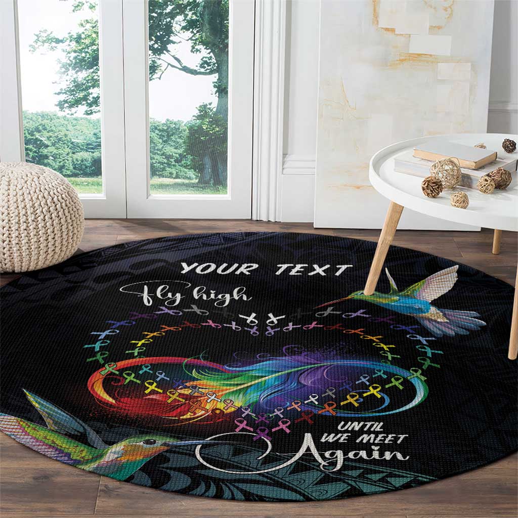 Polynesian Cancers Awareness Round Carpet Hummingbird - Fly High Until We Meet Again LT7 - Polynesian Pride
