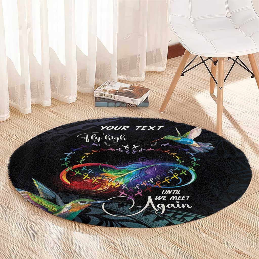 Polynesian Cancers Awareness Round Carpet Hummingbird - Fly High Until We Meet Again LT7 - Polynesian Pride