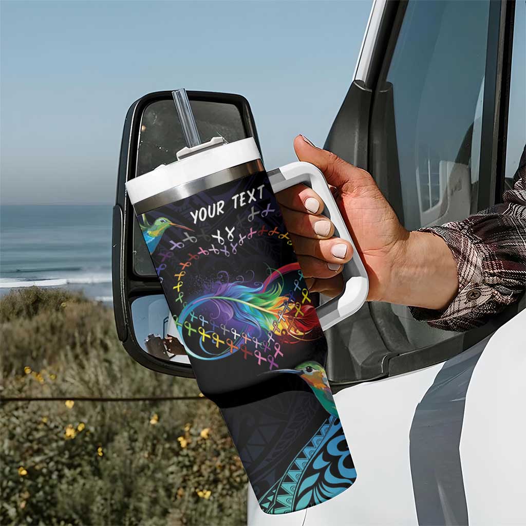 Polynesian Cancers Awareness Tumbler With Handle Hummingbird - Fly High Until We Meet Again