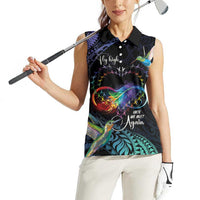 Polynesian Cancers Awareness Women Sleeveless Polo Shirt Hummingbird - Fly High Until We Meet Again LT7 - Polynesian Pride