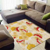 Beige Palaka Hawaii Aloha Area Rug Koi Pond Mix Ilima Flowers LT7 - Polynesian Pride