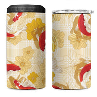 Beige Palaka Hawaii Aloha 4 in 1 Can Cooler Tumbler Koi Pond Mix Ilima Flowers LT7 One Size: 16 oz Cream Yellow - Polynesian Pride