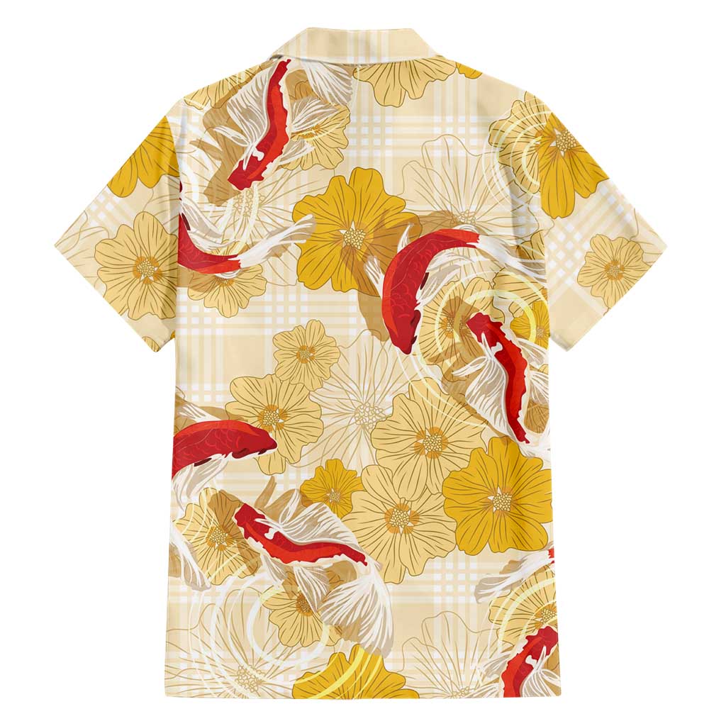 Beige Palaka Hawaii Aloha Family Matching Puletasi and Hawaiian Shirt Koi Pond Mix Ilima Flowers LT7 - Polynesian Pride