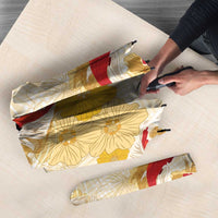 Beige Palaka Hawaii Aloha Umbrella Koi Pond Mix Ilima Flowers LT7 - Polynesian Pride