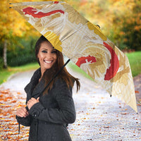 Beige Palaka Hawaii Aloha Umbrella Koi Pond Mix Ilima Flowers LT7 - Polynesian Pride
