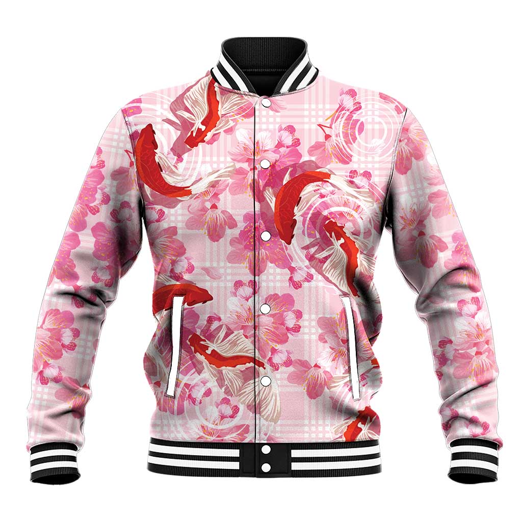 Pink Palaka Hawaii Aloha Baseball Jacket Koi Pond Mix Sakura - Polynesian Pride