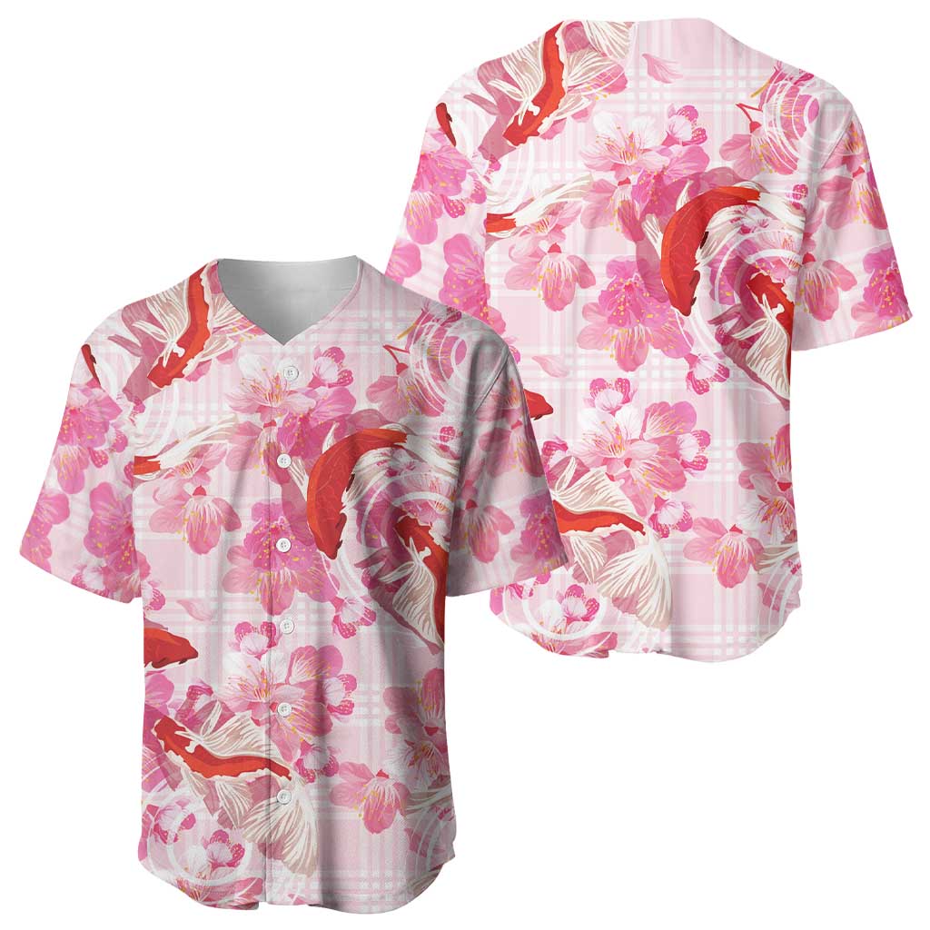 Pink Palaka Hawaii Aloha Baseball Jersey Koi Pond Mix Sakura LT7 - Polynesian Pride