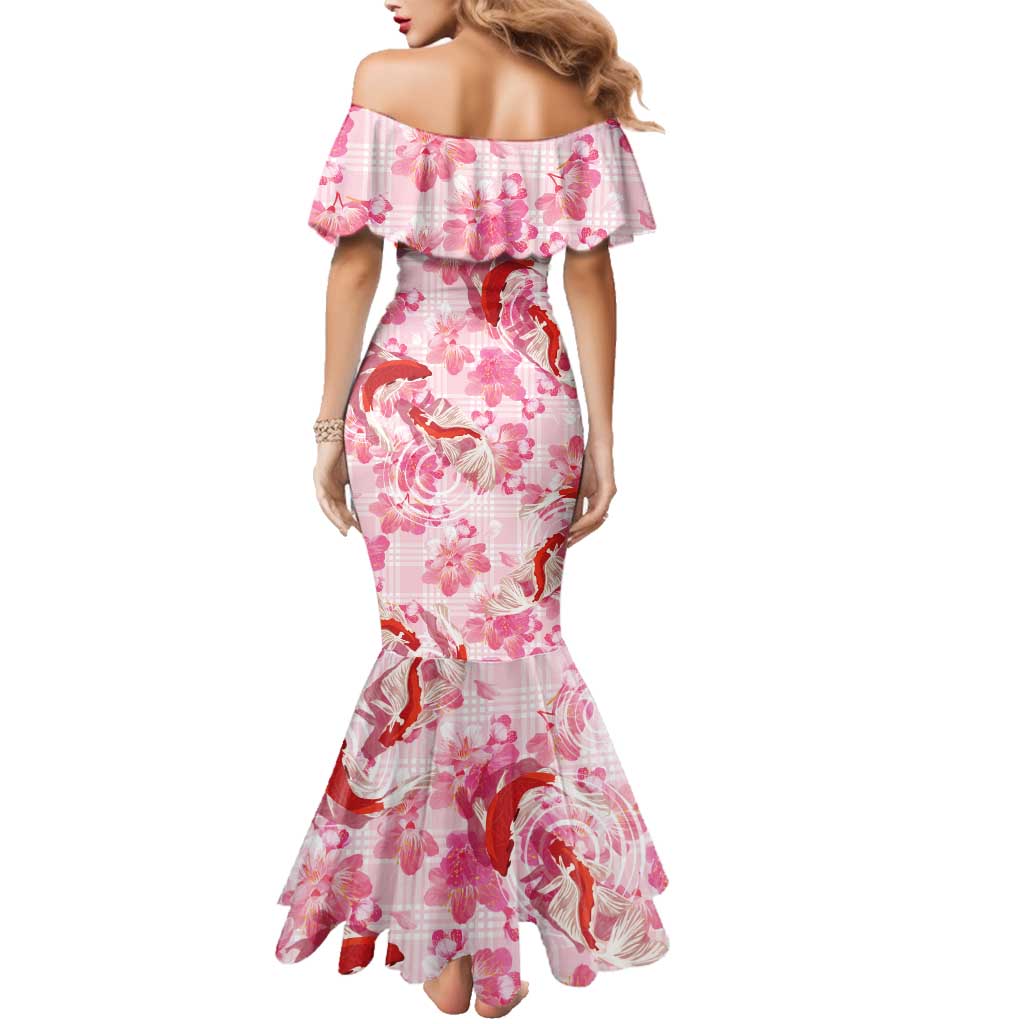Pink Palaka Hawaii Aloha Family Matching Mermaid Dress and Hawaiian Shirt Koi Pond Mix Sakura LT7 - Polynesian Pride