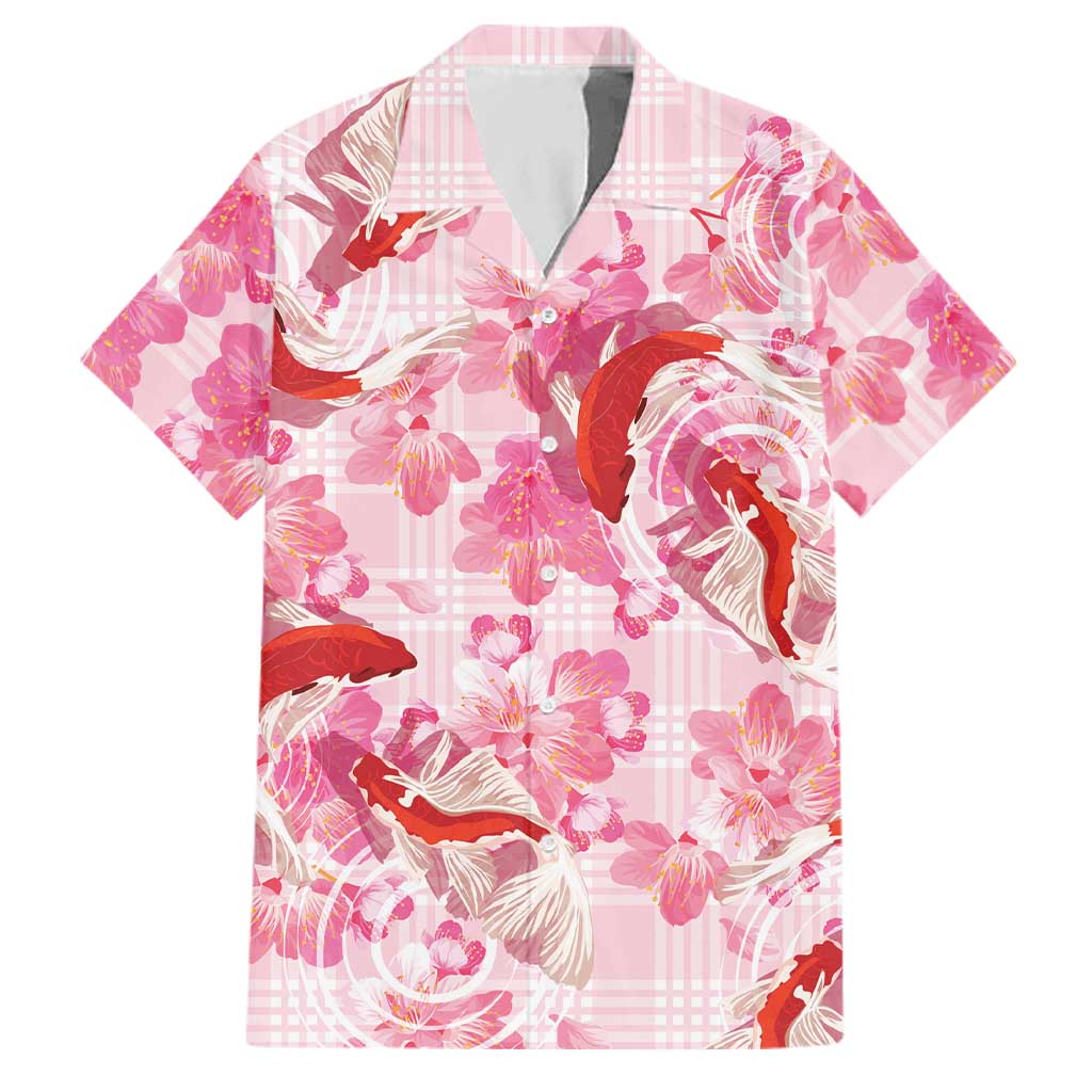 Pink Palaka Hawaii Aloha Family Matching Summer Maxi Dress and Hawaiian Shirt Koi Pond Mix Sakura LT7 Dad's Shirt - Short Sleeve Pink - Polynesian Pride