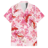 Pink Palaka Hawaii Aloha Family Matching Tank Maxi Dress and Hawaiian Shirt Koi Pond Mix Sakura LT7 Dad's Shirt - Short Sleeve Pink - Polynesian Pride