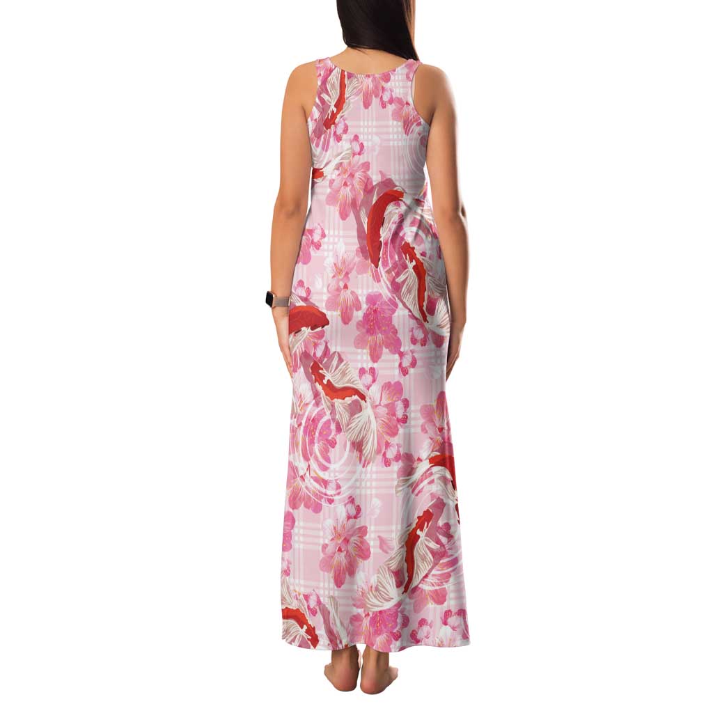Pink Palaka Hawaii Aloha Family Matching Tank Maxi Dress and Hawaiian Shirt Koi Pond Mix Sakura LT7 - Polynesian Pride