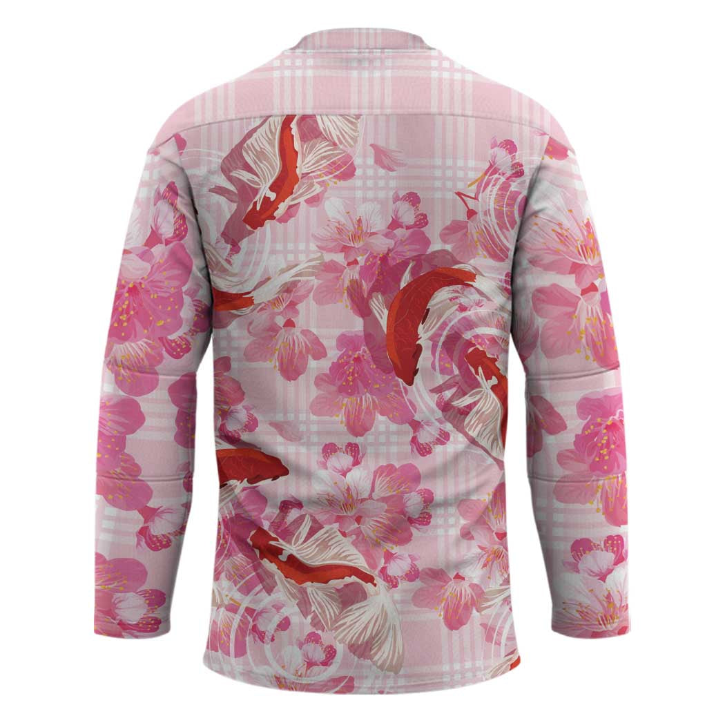 Pink Palaka Hawaii Aloha Hockey Jersey Koi Pond Mix Sakura - Polynesian Pride