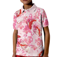 Pink Palaka Hawaii Aloha Kid Polo Shirt Koi Pond Mix Sakura LT7 Kid Pink - Polynesian Pride