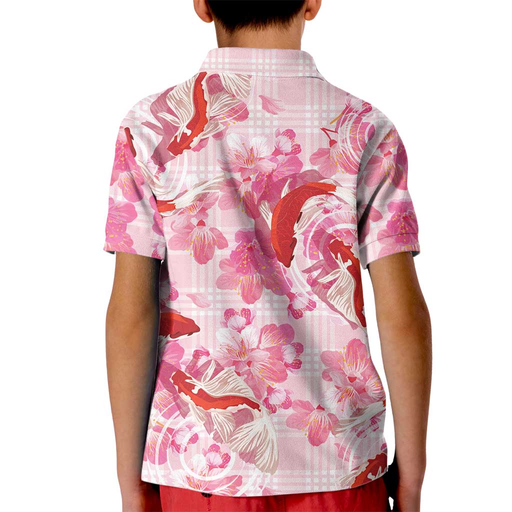 Pink Palaka Hawaii Aloha Kid Polo Shirt Koi Pond Mix Sakura LT7 - Polynesian Pride