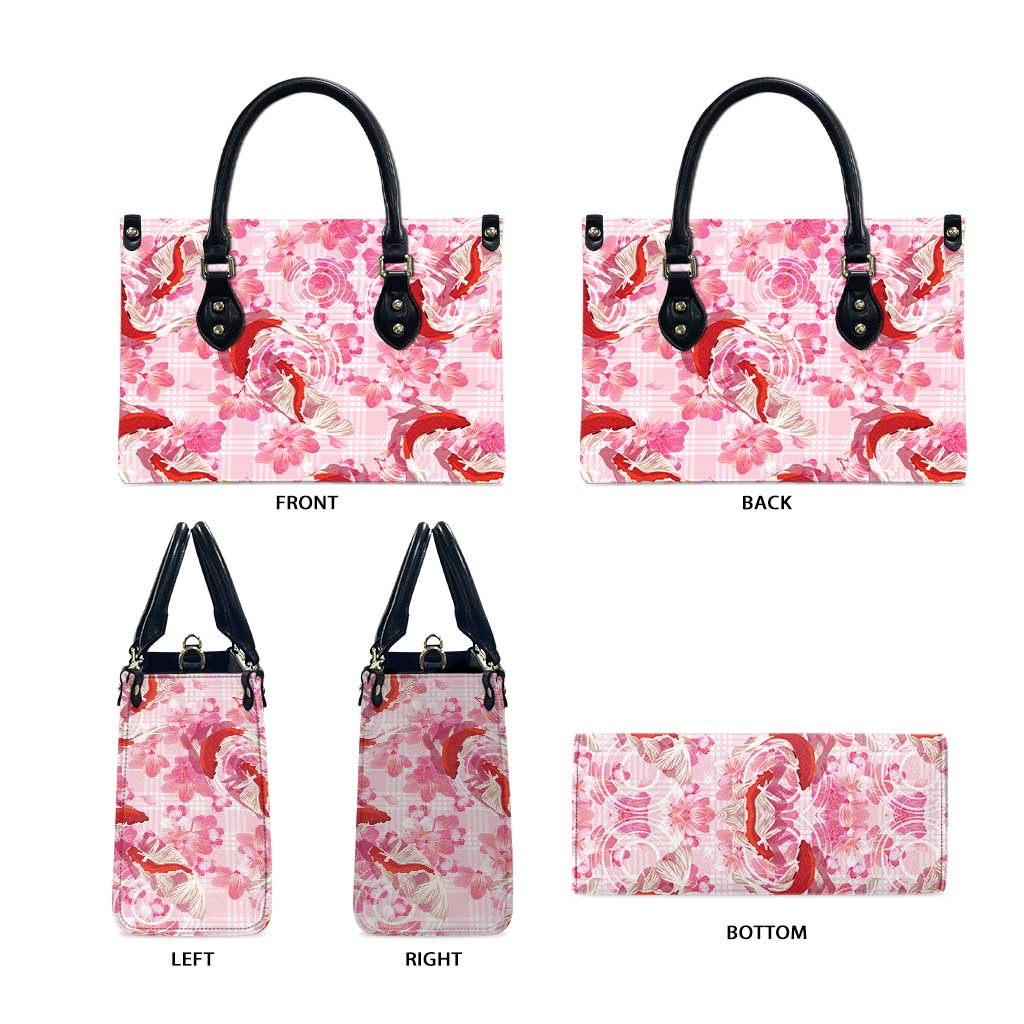 Pink Palaka Hawaii Aloha Leather Bag Koi Pond Mix Sakura - Polynesian Pride