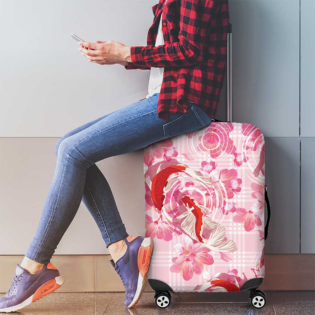 Pink Palaka Hawaii Aloha Luggage Cover Koi Pond Mix Sakura - Polynesian Pride